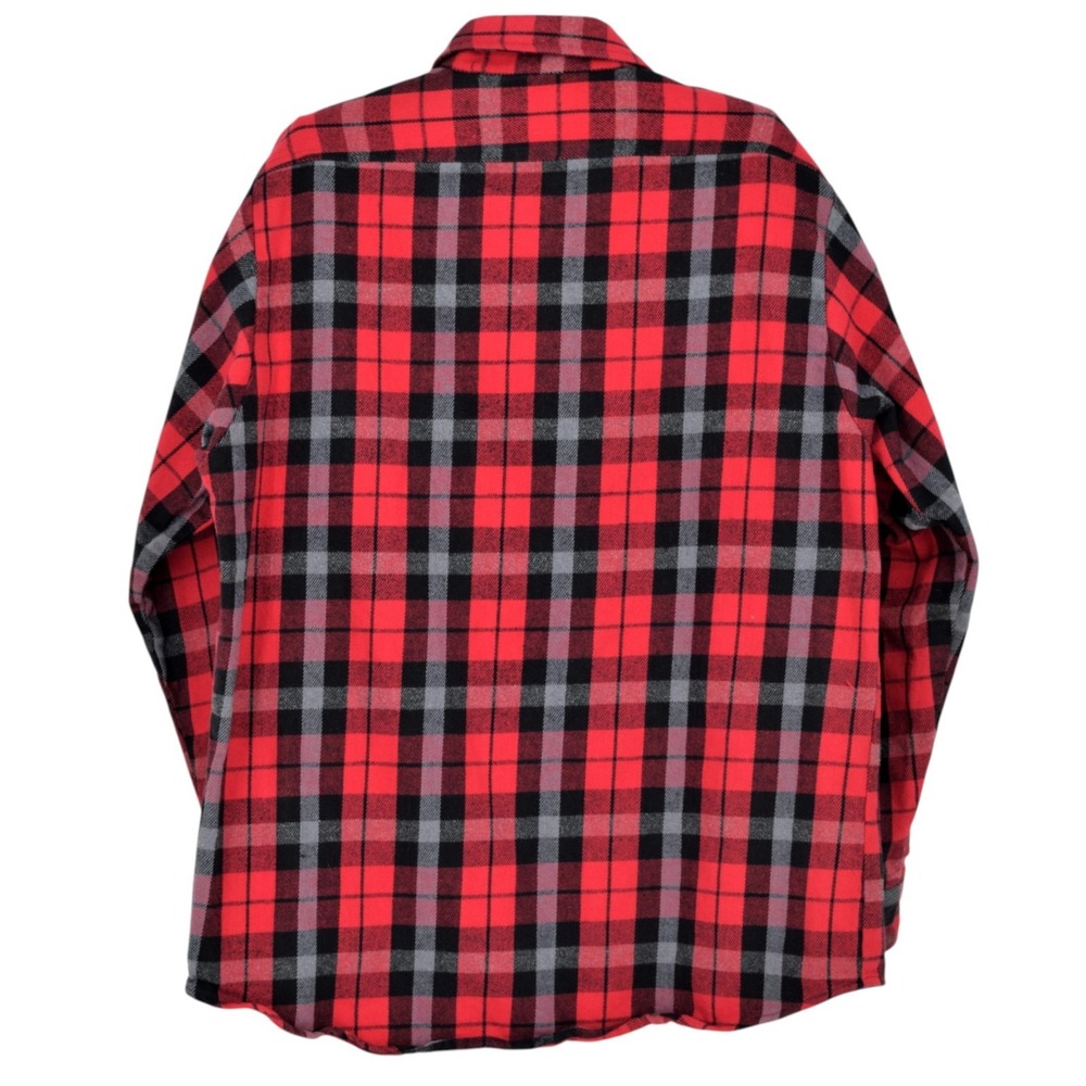 Private Property Men's XL Red Black Buffalo Plaid Flannel Shirt Vintage 80s USA - Picture 5 of 14